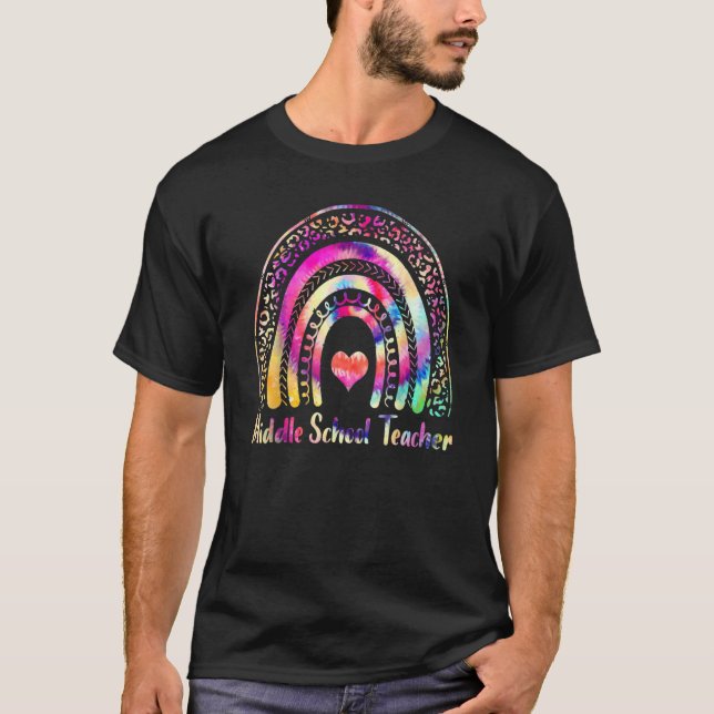 Camiseta Maestra De La Escuela Media Tye Dye Rainbow De vue (Anverso)