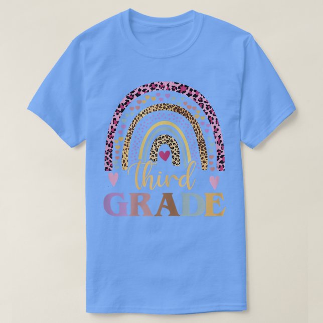 Camiseta Maestra de Leopardo Arcoiris de Boho Preescolar vu (Diseño del anverso)