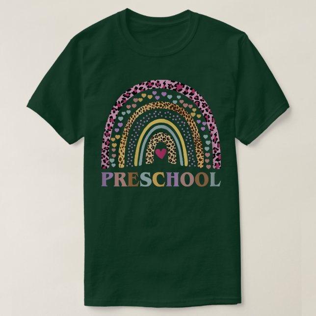 Camiseta Maestra De Leopardo Arcoiris De Pre K Boho Regresa (Diseño del anverso)