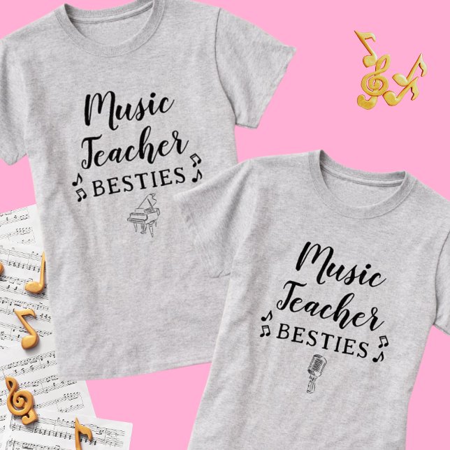 Camiseta Maestra de Música Besties Piano Mejor Amigo (Subido por el creador)