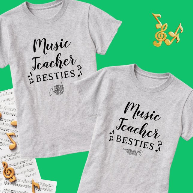 Camiseta Maestra de Música Besties Trumpet Mejor Amigo (Subido por el creador)