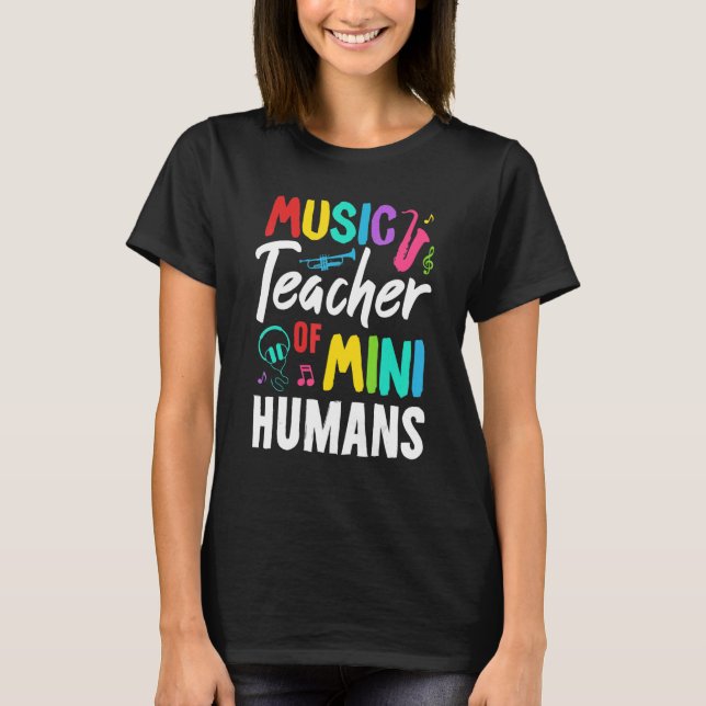 Camiseta Maestra De Música De Pequeños Humanos De Vuelta A  (Anverso)