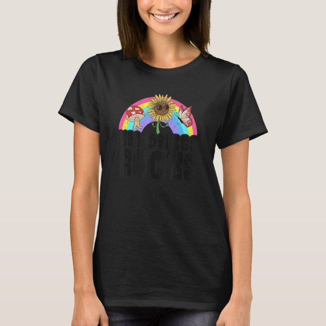 Camiseta Maestra de música hippie arcoiris anti bullying Ki (Anverso)