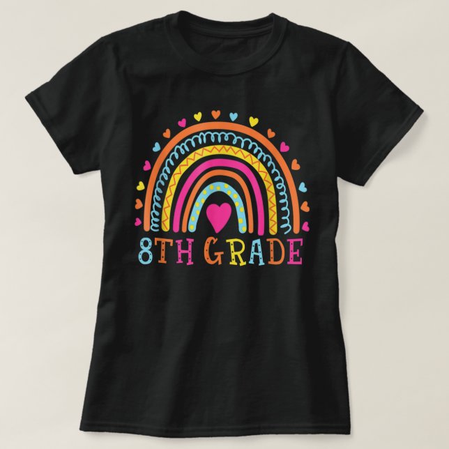 Camiseta Maestra De Octavo Grado Leopardo Arcoiris Octavo G (Diseño del anverso)