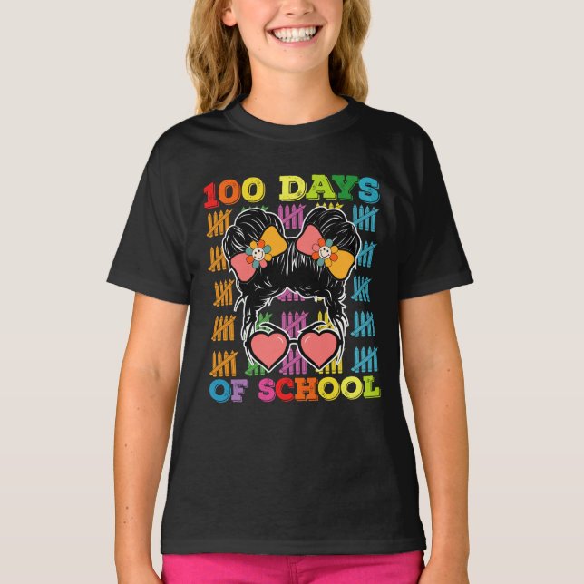 Camiseta Maestra de peinado despeinado de 100 días de escue (Anverso)
