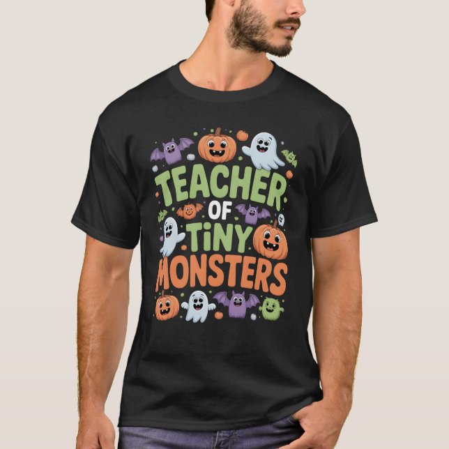 Camiseta Maestra de pequeños monstruos adormeció escuela de (Anverso)