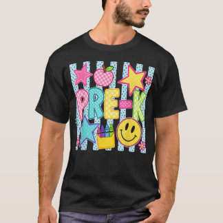 Camiseta Maestra de Preescolar a Rayas Preppy para el Regre