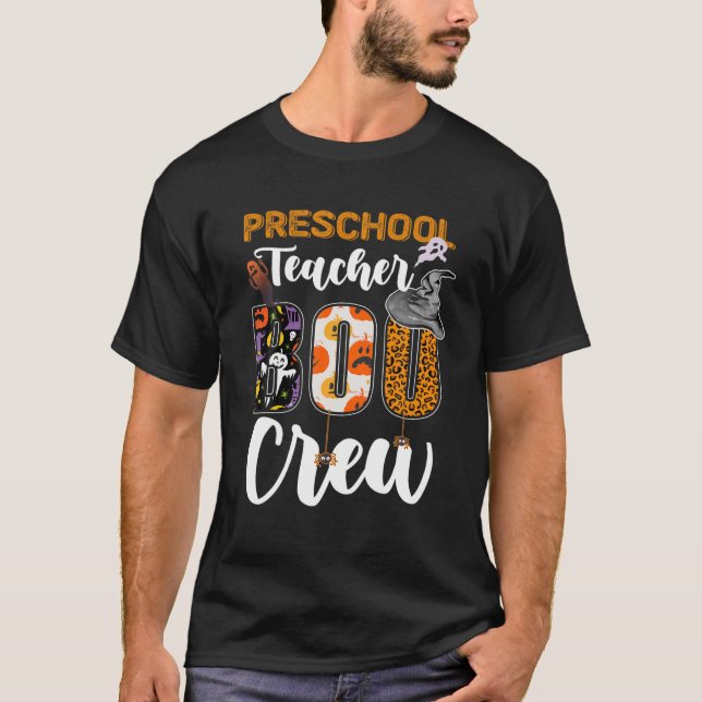 Camiseta Maestra de preescolar Boo Crew divertida celebraci (Anverso)