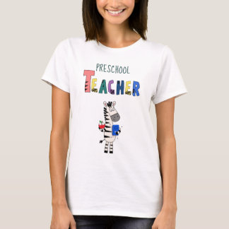 Camiseta Maestra de Preescolar Cebra Adorable