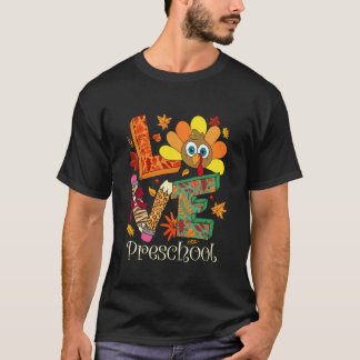 Camiseta Maestra de preescolar de amor pavo Día de Acción d