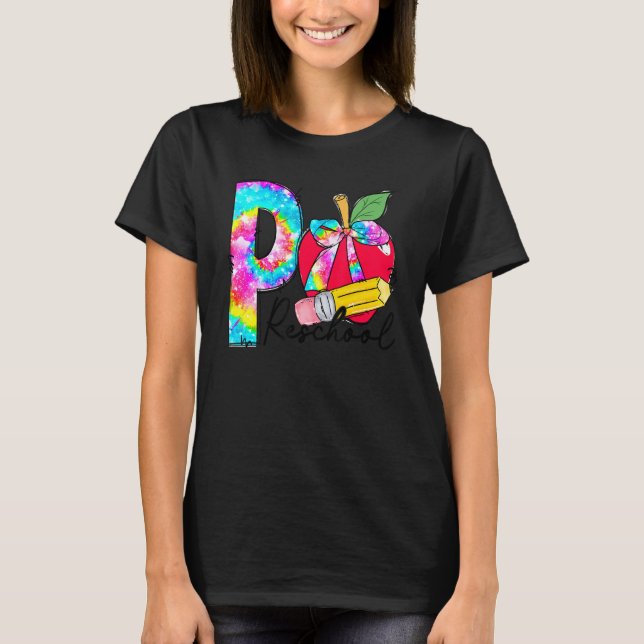 Camiseta Maestra De Preescolar De Apple De Tye De Nuevo A S (Anverso)