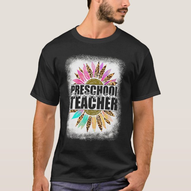 Camiseta Maestra De Preescolar Leopard Sunflower De Vuelta  (Anverso)