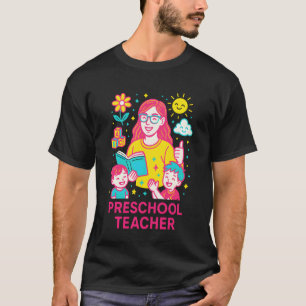 Camiseta Maestra de Preescolar Mujer Bonita ABCD Escuela