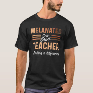 Camiseta Maestra de Preescolar Negra Hizo Un Dif