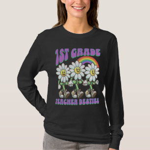 Camiseta Maestra de primer grado Besties Retro Daisy