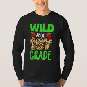 Camiseta Maestra de primer grado con estampado de leopardo
