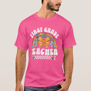 Camiseta Maestra de primer grado Coquette Bow Lápiz Dalmat
