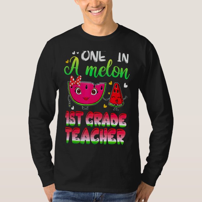 Camiseta Maestra De Primer Grado De 1 En Melón (Anverso)