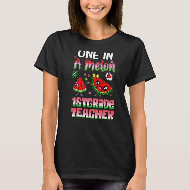 Camiseta Maestra De Primer Grado De Uno En Melón (Anverso)