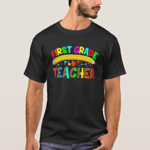 Camiseta Maestra De Primer Grado Leopard De Vuelta A La Esc