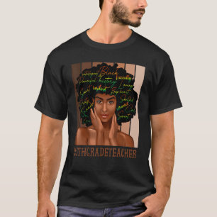 Camiseta Maestra de quinto grado afroamericanas de raza neg
