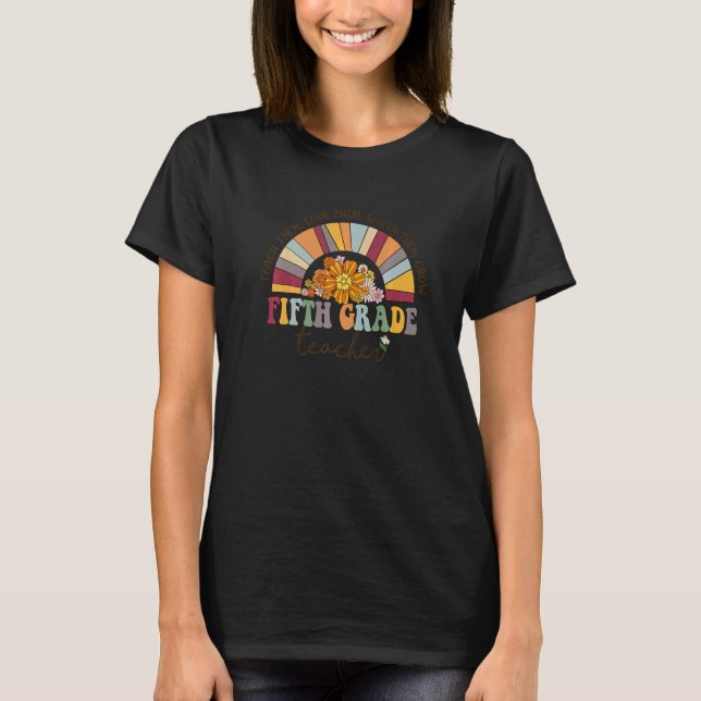 Camiseta Maestra de quinto grado Rainbow Groovy Enseñanza d (Anverso)