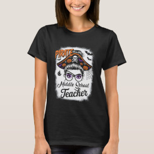 Camiseta Maestra de Secundaria Pirata Moño Desordenado Muje