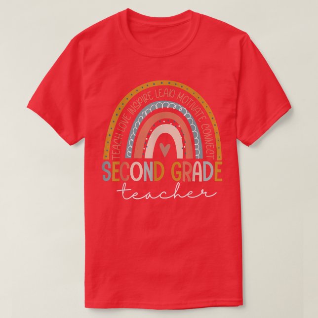 Camiseta Maestra de segundo grado Enseña Amor Inspira Boho  (Diseño del anverso)