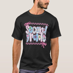 Camiseta Maestra de Segundo Grado Lazos Coquetos Rosados