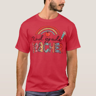 Camiseta Maestra de segundo grado Leopard Rainbow de vuelta