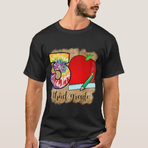 Camiseta Maestra de tercer grado Apple Heart Love Tie Dye T