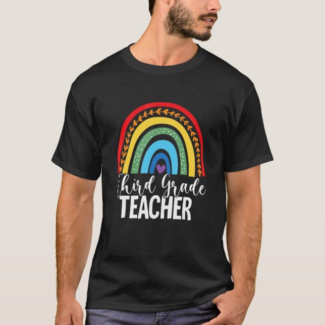 Camiseta Maestra De Tercer Grado Arcoiris De Vuelta A La Es (Anverso)