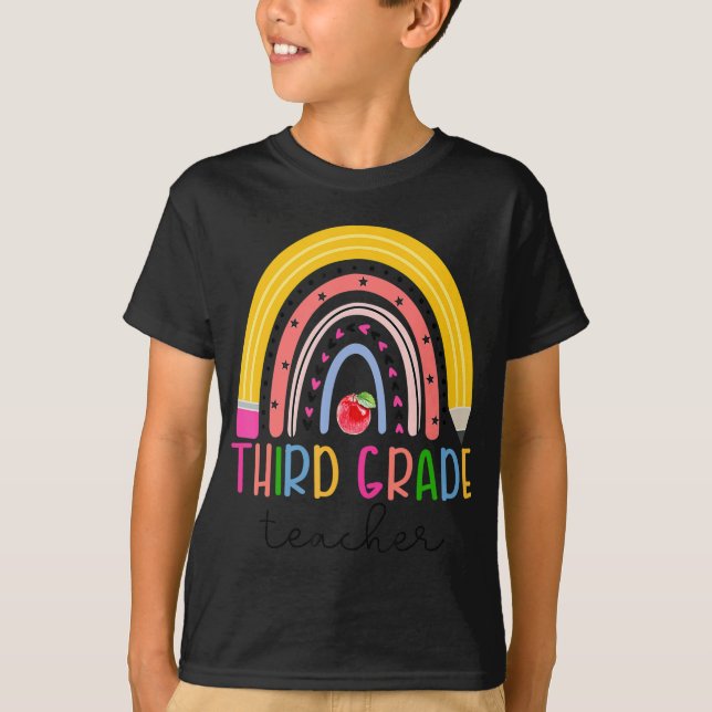 Camiseta Maestra De Tercer Grado Arcoiris Vuelve A La Escue (Anverso)
