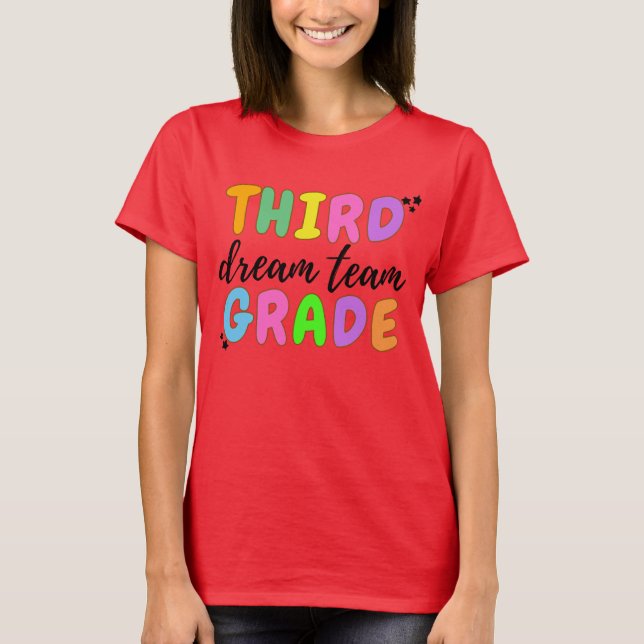 Camiseta Maestra De Tercer Grado, De Vuelta A La Escuela, E (Anverso)