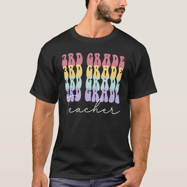 Camiseta Maestra de tercer grado Retro Groovy Enseñanza de  (Anverso)