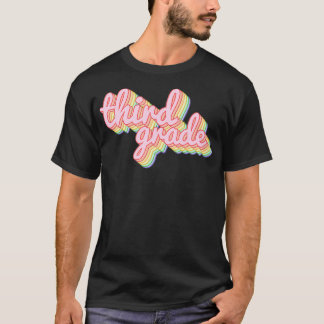 Camiseta Maestra de tercer grado Retro Rainbow Funny Teache