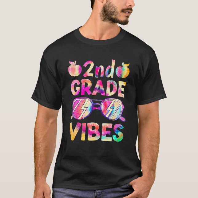Camiseta Maestra De Vibes De 2º Grado De Tye Primer Día De  (Anverso)