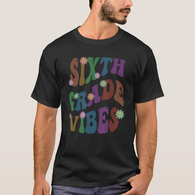 Camiseta Maestra De Vibes De Sexto Grado De Moda Hola A 6Gr (Anverso)
