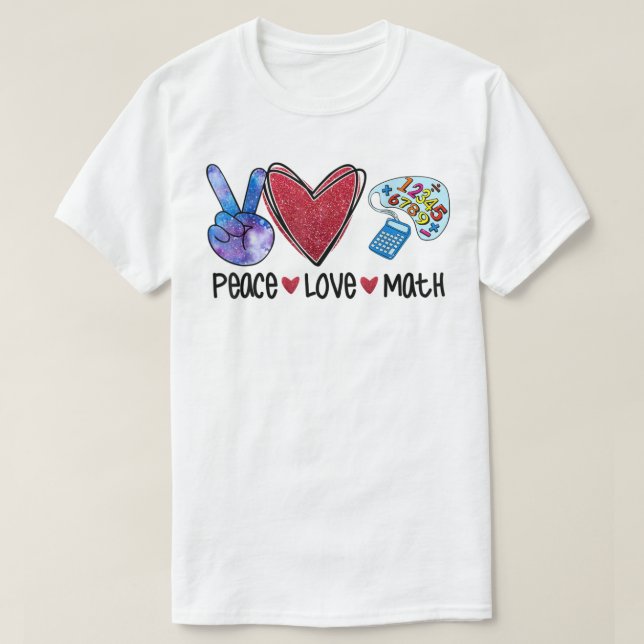 Camiseta Maestra divertida de Peace Love Math (Diseño del anverso)