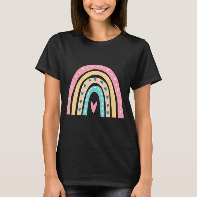 Camiseta Maestra Educadora Rainbow Pastel Co (Anverso)