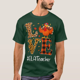 Camiseta Maestra ELA Ama al leopardo de acción de gracias T