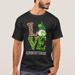 Camiseta Maestra Elemental Ama St Patricks Day Gnome Leop