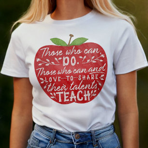 Camiseta Maestra Escolar Red Apple Los Que Pueden Enseñar C