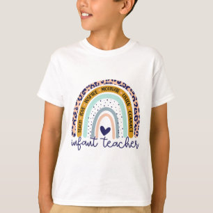 Camiseta Maestra Estampado Arcoíris Leopardo Guardería Maes