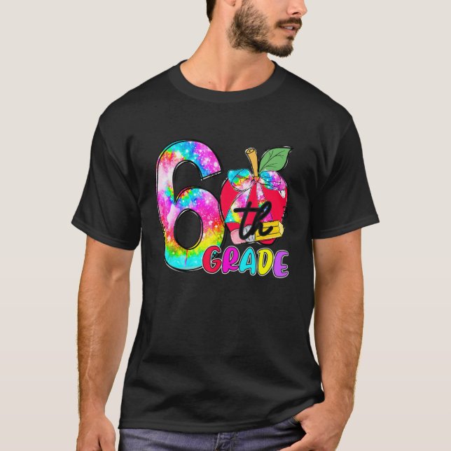 Camiseta Maestra Estudiante De 6º Grado De Apple De Tye De  (Anverso)