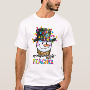 Camiseta Maestra Feliz Y Brillante, Navidades Snowman Se En