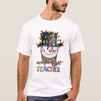 Camiseta Maestra Feliz Y Brillante, Navidades Snowman Se En