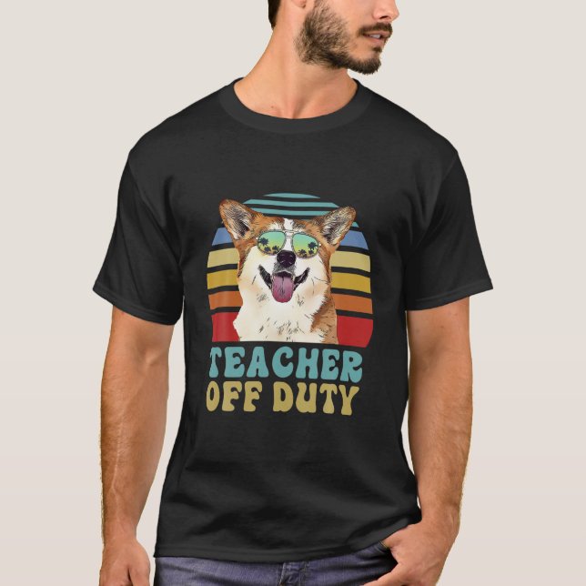 Camiseta Maestra fuera del servicio Gracioso Corgi Dog Summ (Anverso)