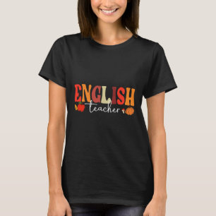 Camiseta Maestra Groovy Retro De Inglés Cae Vibes De Otoño 