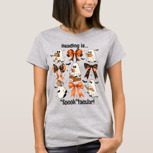 Camiseta Maestra Halloween Coquette se inclina y lee fantas